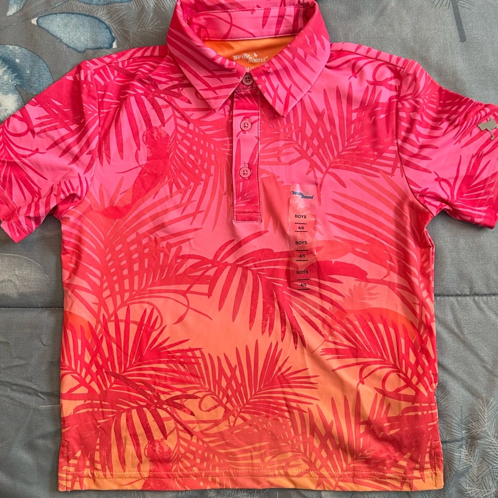 NWT Birdies Pink and Orange Kids Polo Shirt SZ 4/5